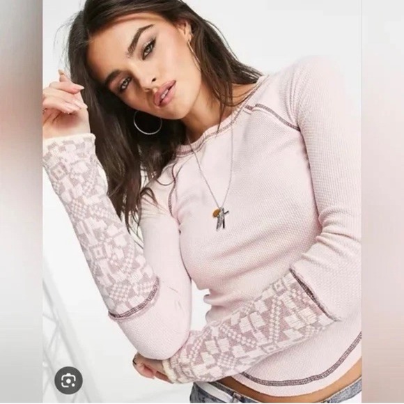 Free People Tops - Free People Shes Reversible Thermal Pink Dreamt Kiss Women's XS
